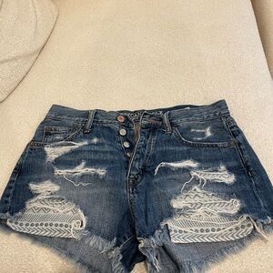 American Eagle Outfitters Blue Distressed Jean Shorts